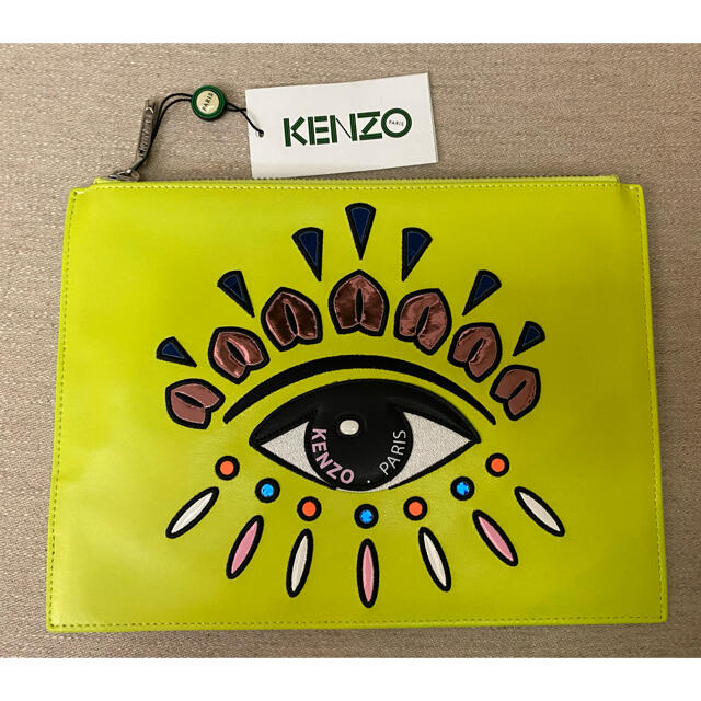 KENZO - 新品 KENZO Paris ロゴ刺繍 レザークラッチバッグ ユニセックスの通販 by ルイス｜ケンゾーならラクマ