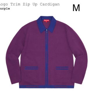 シュプリーム(Supreme)のSupreme Logo Trim Zip Up Cardigan purple(カーディガン)