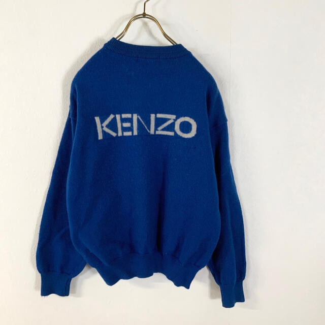 KENZO(ケンゾー)のOLD KENZO ケンゾー ビッグロゴ ニットブルー メンズのトップス(ニット/セーター)の商品写真