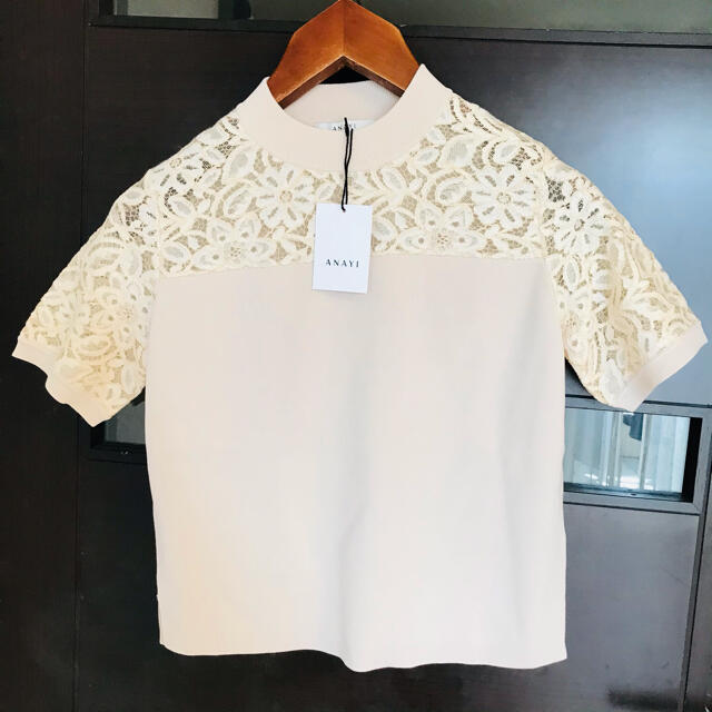 ANAYI - ANAYI ¥2.7万バイカラーレースモックネックプルオーバー