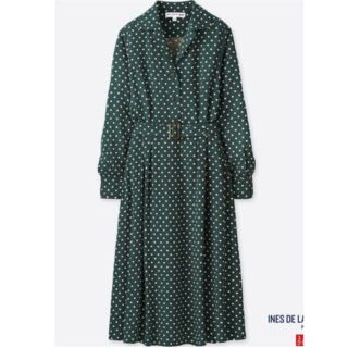 ユニクロ(UNIQLO)のレーヨンドットワンピース  L(ロングワンピース/マキシワンピース)