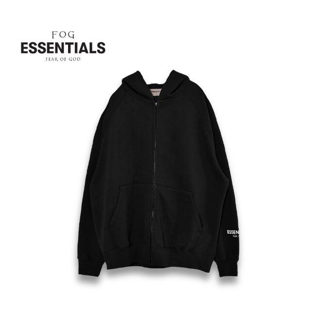 【XL】FOG Essentials バックロゴ フルジップラグランパーカー黒