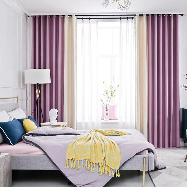 新品　紫白グラデーションカーテン　4枚セット　幅150×高200