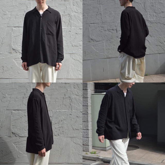 COMOLI オープンカラーシャツ BLACK 1の通販 by いー太郎's shop｜コモリならラクマ - COMOLI 20SS レーヨン 国産大特価