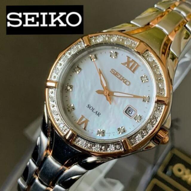 【新品】SEIKO★ソーラー セイコー ローズゴールド レディース腕時計