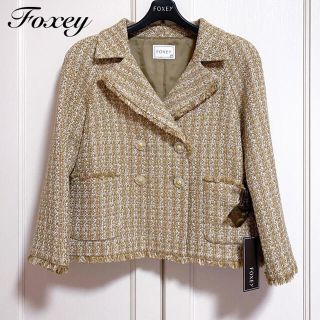 FOXY フォクシー テーラードジャケット フリル グレージュ