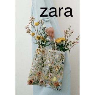 ザラ(ZARA)のZARA フラワーエンブロイダリー　チュールトート(トートバッグ)