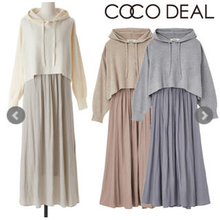 COCO DEAL /ショートフードニット×ワッシャーサテンワンピースSET ...