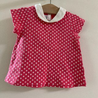 プチバトー(PETIT BATEAU)のプチバトー80.90☺︎ 襟付きドット柄トップス マリメッコ、ファミリア好きにも(シャツ/カットソー)