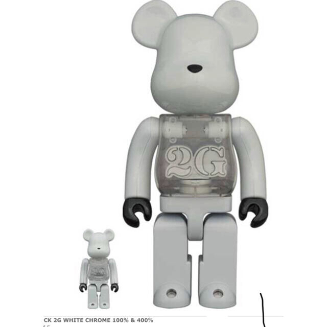 BE@RBRICK 2G WHITE CHROME 100％ & 400％