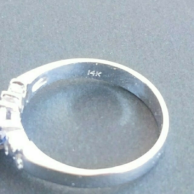 14K(K14 WG)サファイア ダイヤ リング 10号 レディースのアクセサリー(リング(指輪))の商品写真