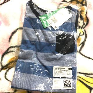 エイチアンドエム(H&M)のH&M タンクトップ　90 2枚セット　青ボーダーと白無地(Tシャツ/カットソー)