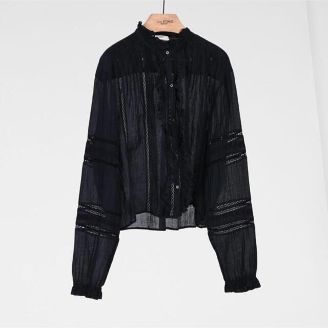 Isabel Marant(イザベルマラン)のイザベルマランエトワール36 レースシャツ　ブラックフリル レディースのトップス(シャツ/ブラウス(長袖/七分))の商品写真