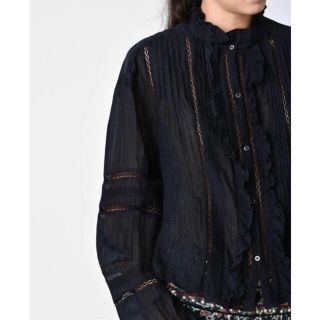 イザベルマラン(Isabel Marant)のイザベルマランエトワール36 レースシャツ　ブラックフリル(シャツ/ブラウス(長袖/七分))