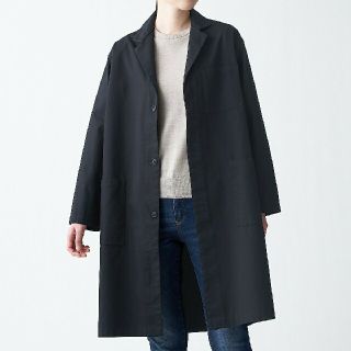 ムジルシリョウヒン(MUJI (無印良品))の≪新品≫無印良品 インド綿デニムコート 男女兼用／Ｓ～Ｍ／黒 (ステンカラーコート)