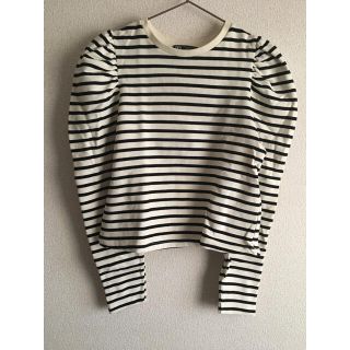 ザラ(ZARA)のZARA パフスリーブボーダートップス(カットソー(長袖/七分))