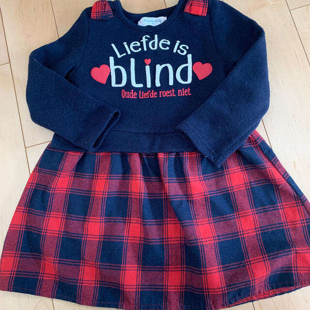 赤チェック☆ワンピース キッズ/ベビー/マタニティのキッズ服女の子用(90cm~)(ワンピース)の商品写真