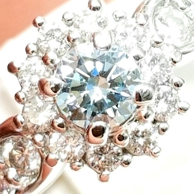 ★プラチナ★ブルーダイアモンド★ダイアモンドリング★0.336ct レディースのアクセサリー(リング(指輪))の商品写真