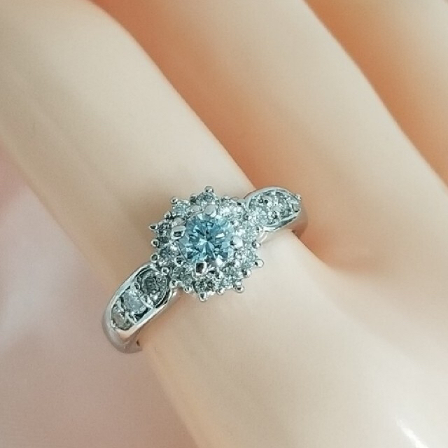 ★プラチナ★ブルーダイアモンド★ダイアモンドリング★0.336ct レディースのアクセサリー(リング(指輪))の商品写真