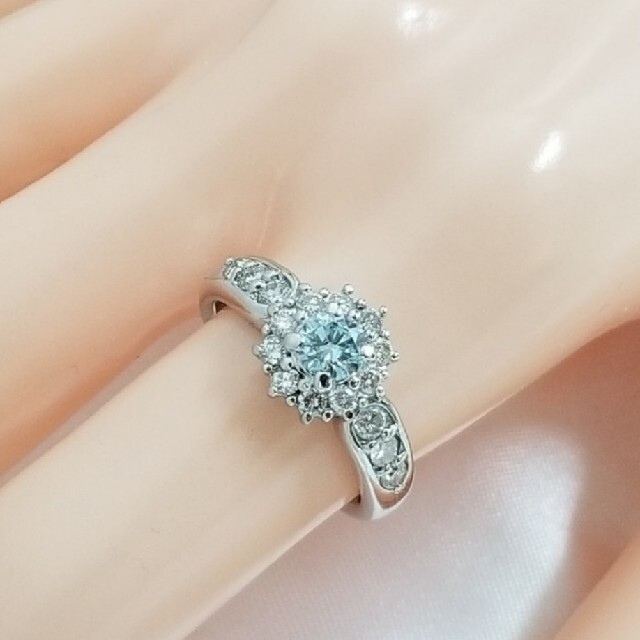 ★プラチナ★ブルーダイアモンド★ダイアモンドリング★0.336ct レディースのアクセサリー(リング(指輪))の商品写真