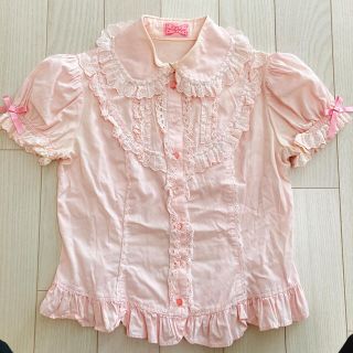 Angelic Pretty イチゴレース半袖ブラウス ピンク