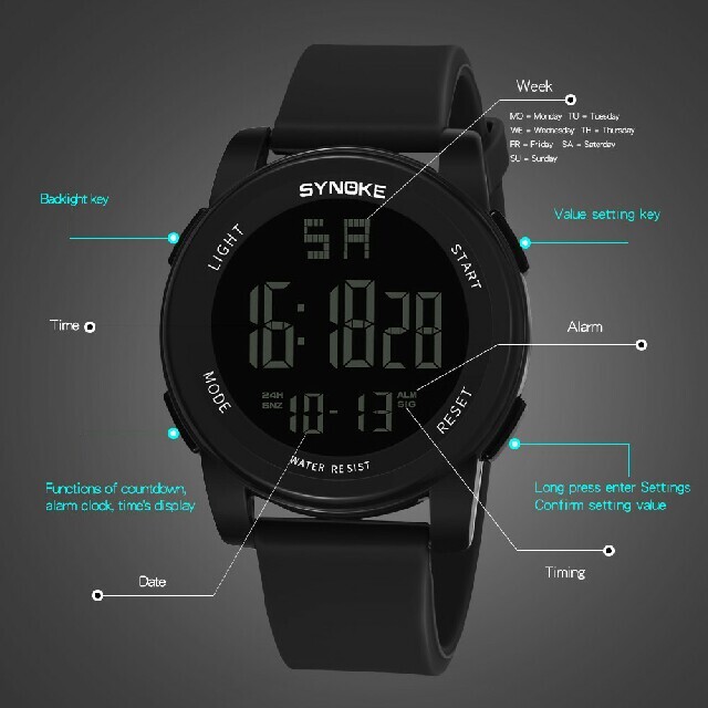 スポーツウォッチ グリーン ダイバーズウォッチ 防水 腕時計 多機能 アラーム メンズの時計(腕時計(デジタル))の商品写真