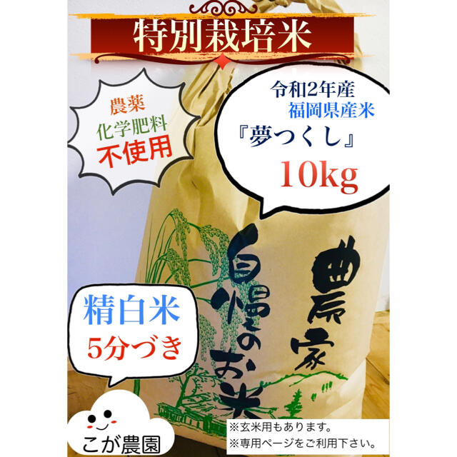 特別栽培米 福岡県産米『夢つくし』 10kg 【精白米専用】令和2年産