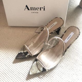 アメリヴィンテージ(Ameri VINTAGE)の【新品】Ameri  MEDIクリアサンダル　パイソン　Mサイズ(ハイヒール/パンプス)