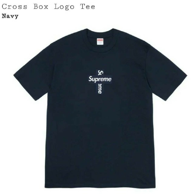 supreme cross box logo tee navy