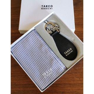 タケオキクチ(TAKEO KIKUCHI)のタケオキクチ　新品　メンズ　ハンカチ＆キーホルダー(ブラック)(ハンカチ/ポケットチーフ)