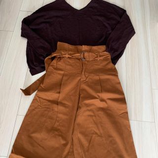 ベルシュカ(Bershka)のベルシュカ  ハイウエストワイドパンツ　カットソー　セット(カジュアルパンツ)