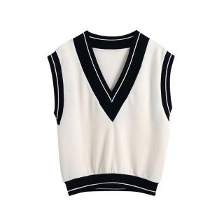 ザラ(ZARA)の🌸春先行💐3541◆ライン ニット ベスト(ニット/セーター)