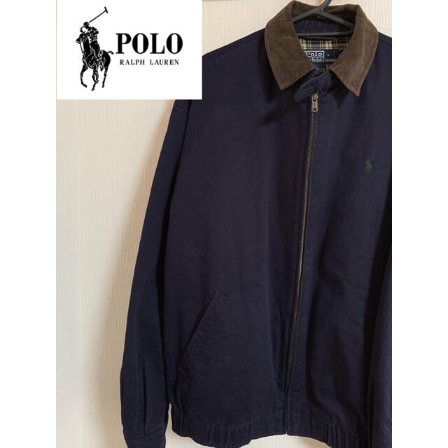 POLO RALPH LAUREN(ポロラルフローレン)のポロラルフローレン ★ スウィングトップ 襟コーデュロイ ネイビー 90s 古着 メンズのジャケット/アウター(ブルゾン)の商品写真