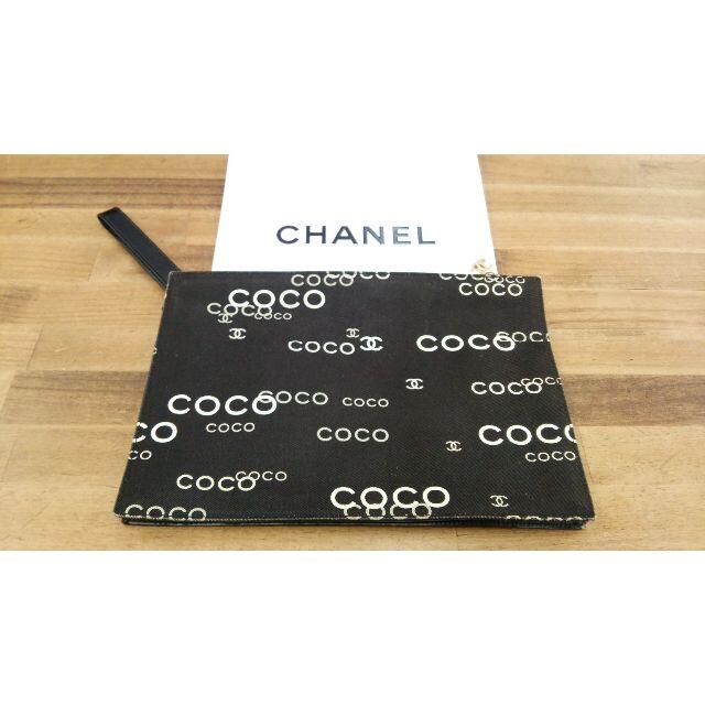 CHANEL シャネル ココ キャンバス クラッチ ポーチ 黒-