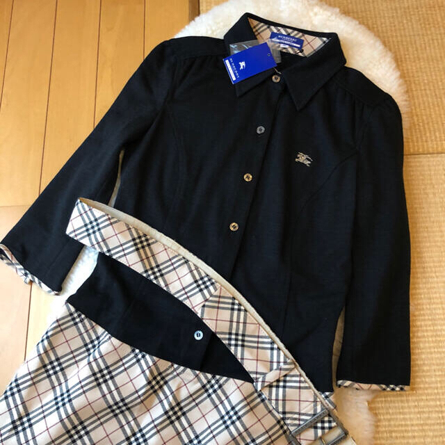 BURBERRY BLUE LABEL(バーバリーブルーレーベル)の未使用タグ付きバーバリーブルーレーベル上質ウール混チェック柄ドッキングワンピース レディースのワンピース(ひざ丈ワンピース)の商品写真