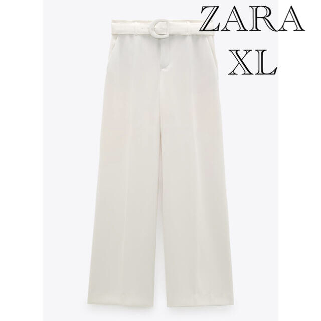 ZARA(ザラ)の5日消す❗️ZARAベルト付きドレープパンツ ハイウエストパンツ  ワイドパンツ レディースのパンツ(カジュアルパンツ)の商品写真