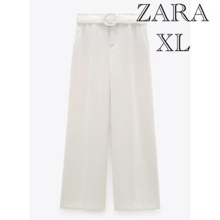 ザラ(ZARA)の5日消す❗️ZARAベルト付きドレープパンツ ハイウエストパンツ  ワイドパンツ(カジュアルパンツ)