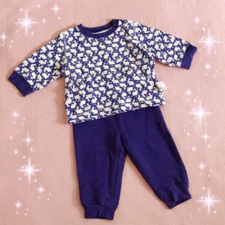 ユニクロ(UNIQLO)の☆ユニクロ☆ベビー☆うさぎ柄キルトパジャマ☆80サイズ☆パープル(パジャマ)