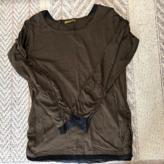 長袖Tシャツ　袖クシュクシュ　3L  茶色(Tシャツ(長袖/七分))