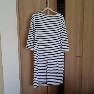 ムジルシリョウヒン(MUJI (無印良品))ののーさん専用無印ボーダーTシャツワンピースＬ+①(ひざ丈ワンピース)