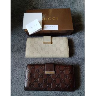 グッチ(Gucci)のGUCCI モノグラム　レザーウォレット　白(長財布)