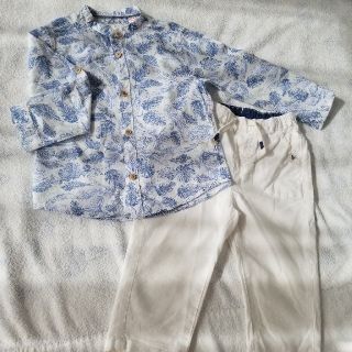 ザラキッズ(ZARA KIDS)のZaraシャツとH&M白パンツセット(ブラウス)