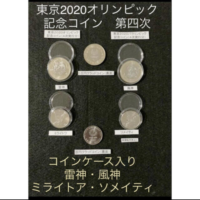 東京オリンピック記念コイン2020　風神・雷神・ミライトア・ソメイティ4枚セット