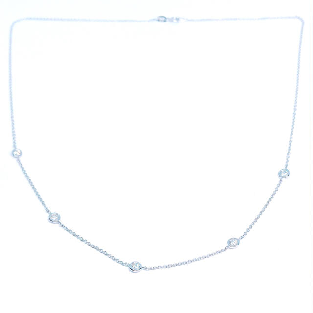 0.50ct ダイヤモンド ステーションネックレス K18WG 覆輪 フクリン