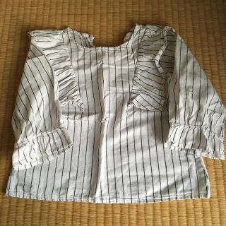 ザラキッズ(ZARA KIDS)のZARA ストライプ　フリル　長袖トップス(Tシャツ/カットソー)