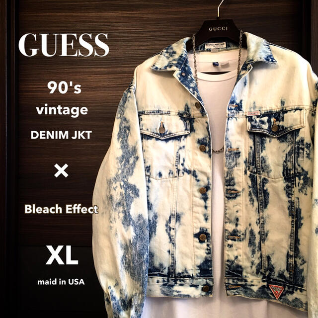 【激レア1点物】guess ゲス ホワイトブリーチデニムJKT【90's】