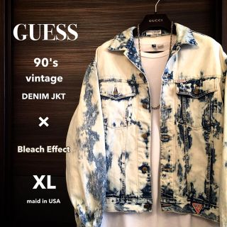 ゲス(GUESS)の【激レア1点物】guess ゲス ホワイトブリーチデニムJKT【90's】(Gジャン/デニムジャケット)