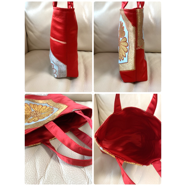 一点物 トートバッグ 赤 花の通販 by Kitt ハンドメイド ｜ラクマ 着物 袋帯 帯 リメイク ハンドメイド 超特価新作