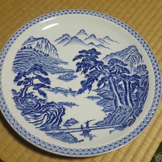 有田焼　大皿　特大サイズ　ジャンボサイズ　和柄　和風　日本柄　風景画　松　船　村(食器)