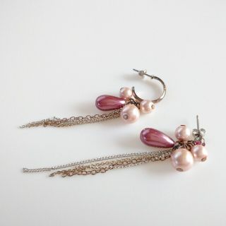 アクセサリー  揺れるピアス  パール  ピンク(ピアス)